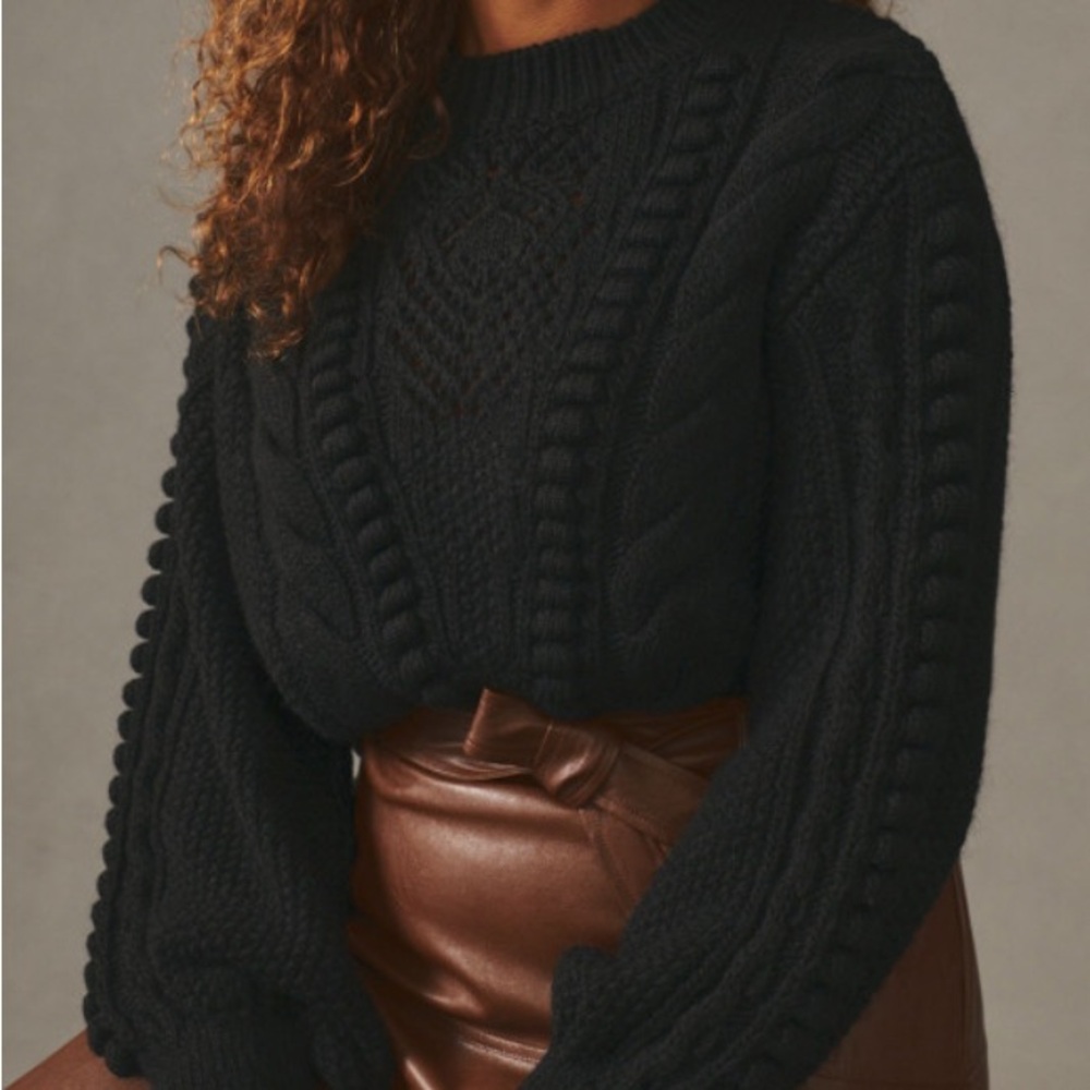 New with Tags Black Anthropologie Cable Knit Sweater size 1X